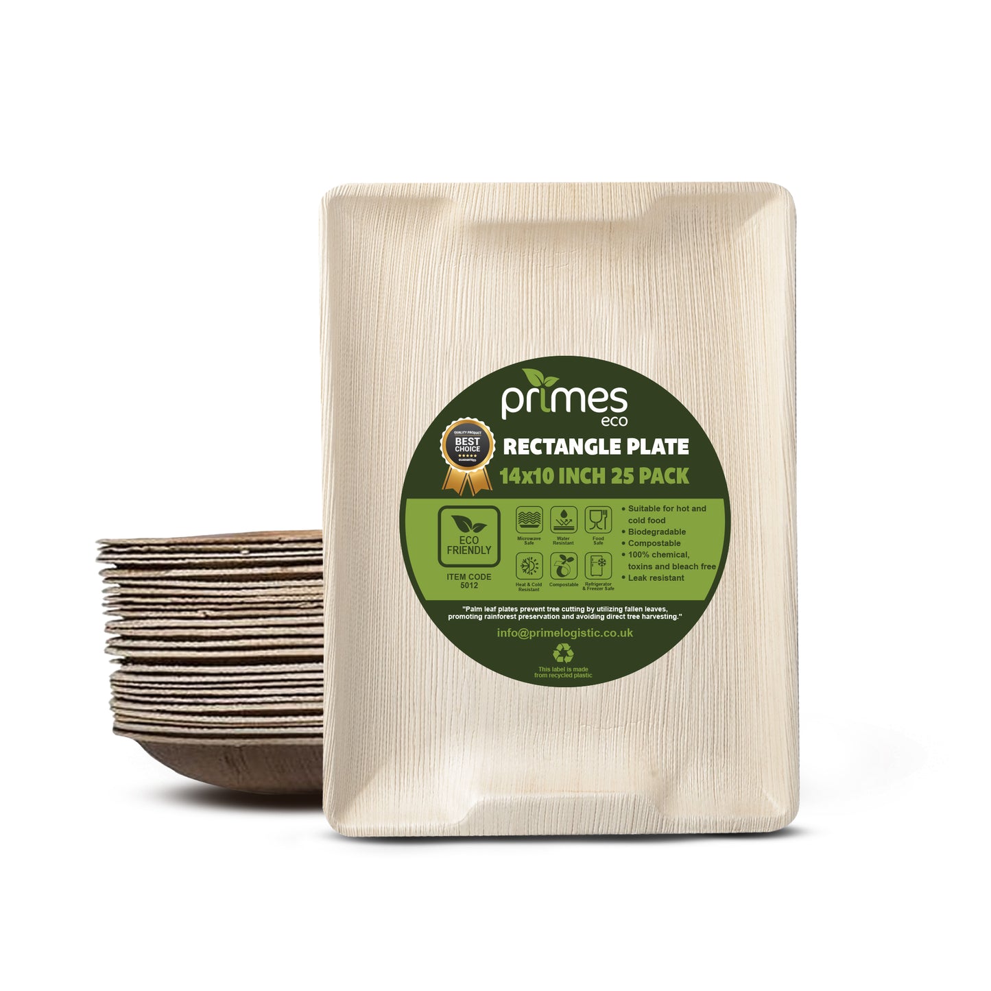 PRIMES ECO 14 x 10 Inch Disposable Palm Leaf Serving Trays, Platters Starters Wedding Parties, Eco Friendly Biodegradable Tray, Party & Picnic, Microwave & Oven Safe Serving BBQ