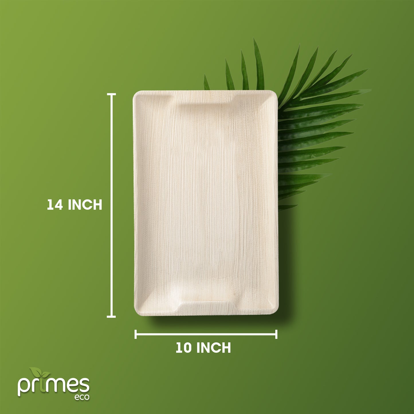 PRIMES ECO 14 x 10 Inch Disposable Palm Leaf Serving Trays, Platters Starters Wedding Parties, Eco Friendly Biodegradable Tray, Party & Picnic, Microwave & Oven Safe Serving BBQ