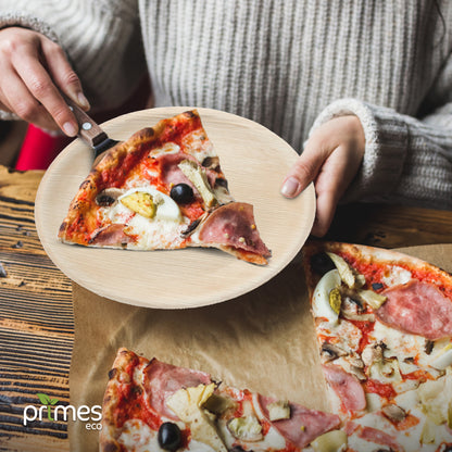 PRIMES ECO 10 Inch - Disposable Palm Leaf Large Round Plates, Eco Friendly Biodegradable Compostable Plates, Like Wooden Plates, Chemical free Plates, office Party Wedding Picnic Plates