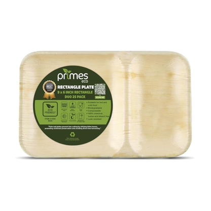 Medium 9x6 inch (22x15cm) Disposable Palm Leaf Partition Trays
