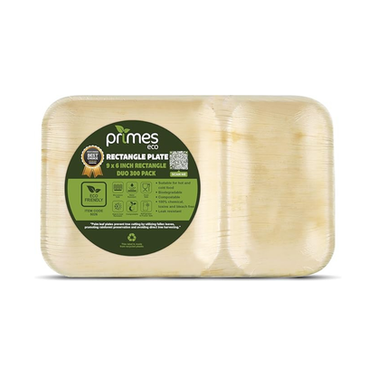 Medium 9x6 inch (22x15cm) Disposable Palm Leaf Partition Trays