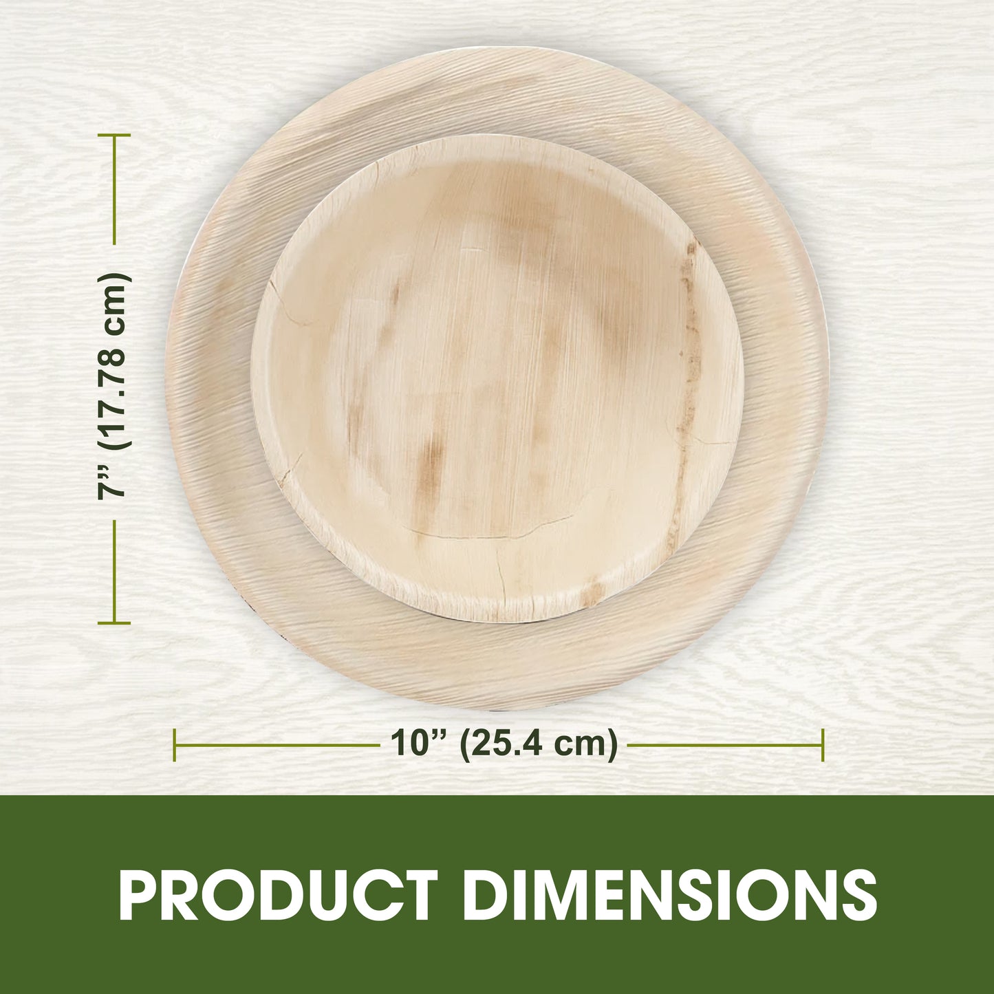 Disposable Palm Leaf 10 Inch Round Plates & 7 Inch 700ml Round Bowls with Wooden Spoon Knife Fork Set for Parties, Events, Catering & Everyday Use