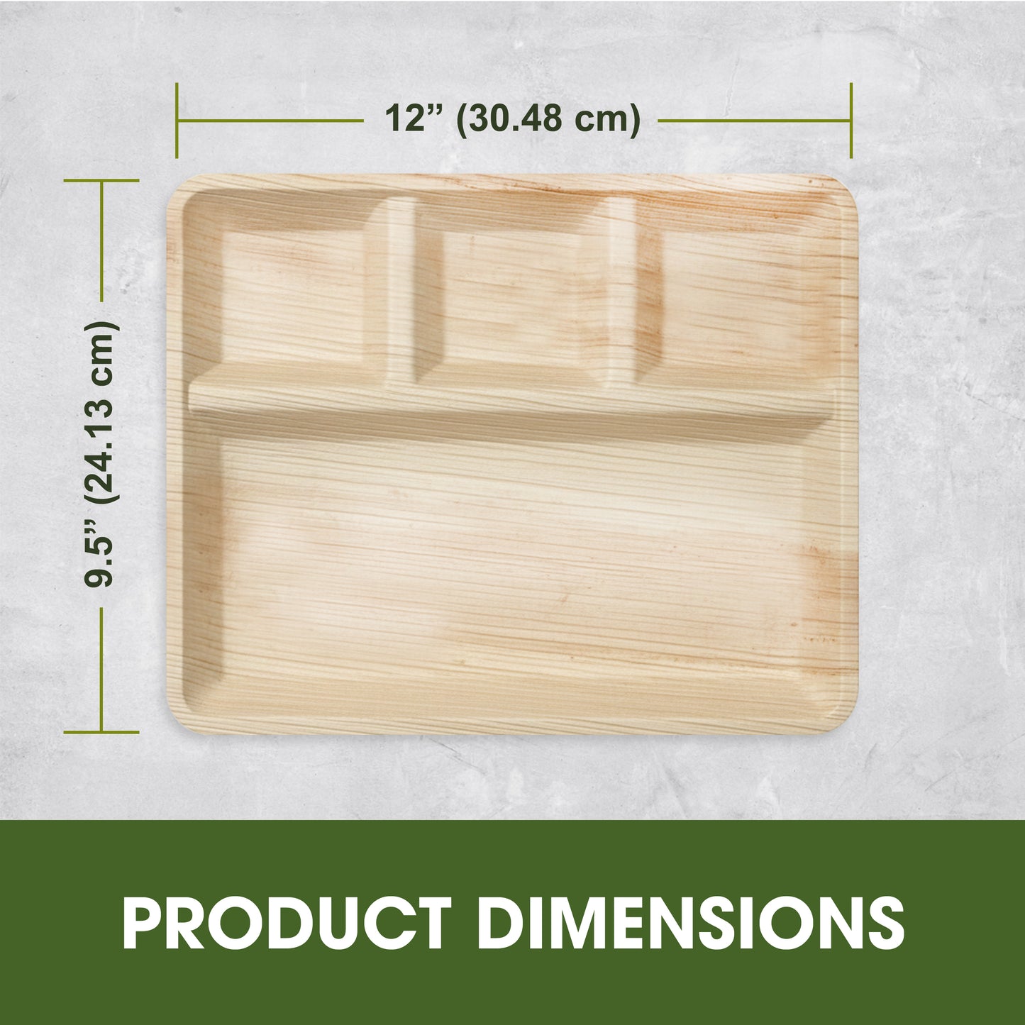 Palm Leaf 4-Compartment Plates – 12 x 9.5 inch