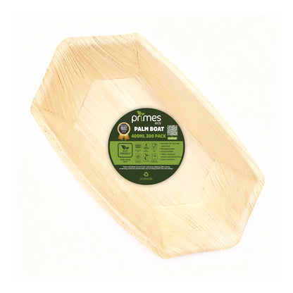 400ml Palm Leaf Boat Serving Trays – Natural Eco-Friendly Disposable Tableware, Biodegradable, Compostable, Microwave & Freezer Safe Plates for Hot & Cold Food