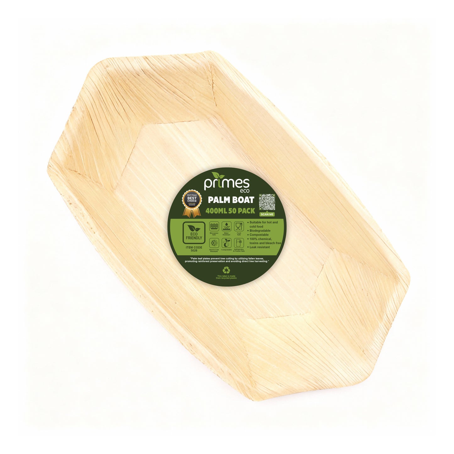 400ml Palm Leaf Boat Serving Trays – Natural Eco-Friendly Disposable Tableware, Biodegradable, Compostable, Microwave & Freezer Safe Plates for Hot & Cold Food