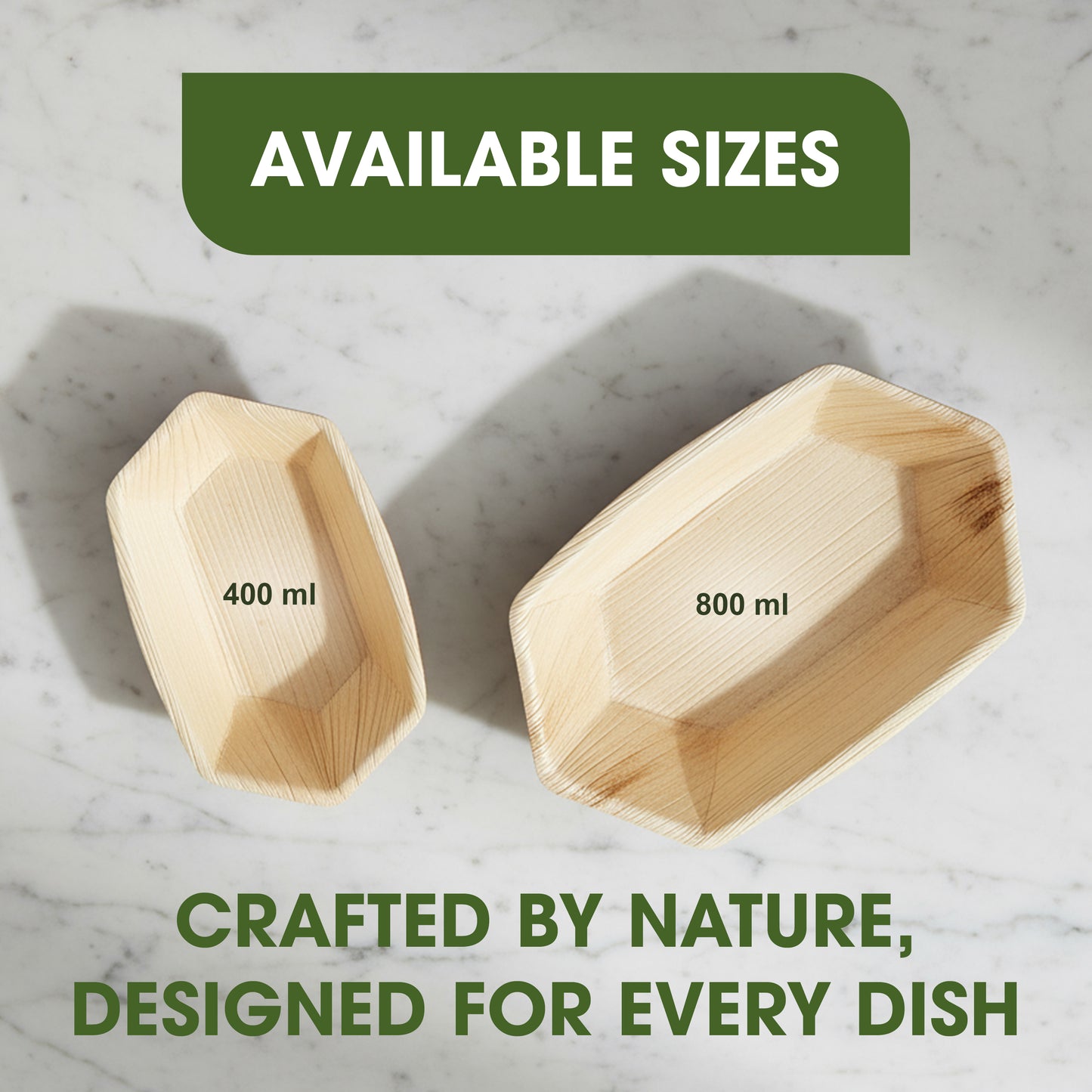 400ml Palm Leaf Boat Serving Trays – Natural Eco-Friendly Disposable Tableware, Biodegradable, Compostable, Microwave & Freezer Safe Plates for Hot & Cold Food