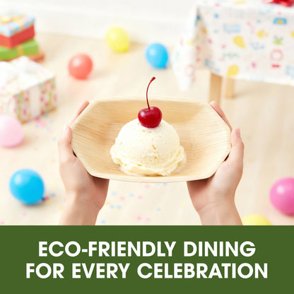 400ml Palm Leaf Boat Serving Trays – Natural Eco-Friendly Disposable Tableware, Biodegradable, Compostable, Microwave & Freezer Safe Plates for Hot & Cold Food