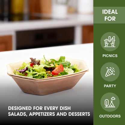 800ml Palm Leaf Boat Serving Trays – Natural Eco-Friendly Disposable Tableware, Biodegradable, Compostable, Microwave & Freezer Safe Plates for Hot & Cold Food