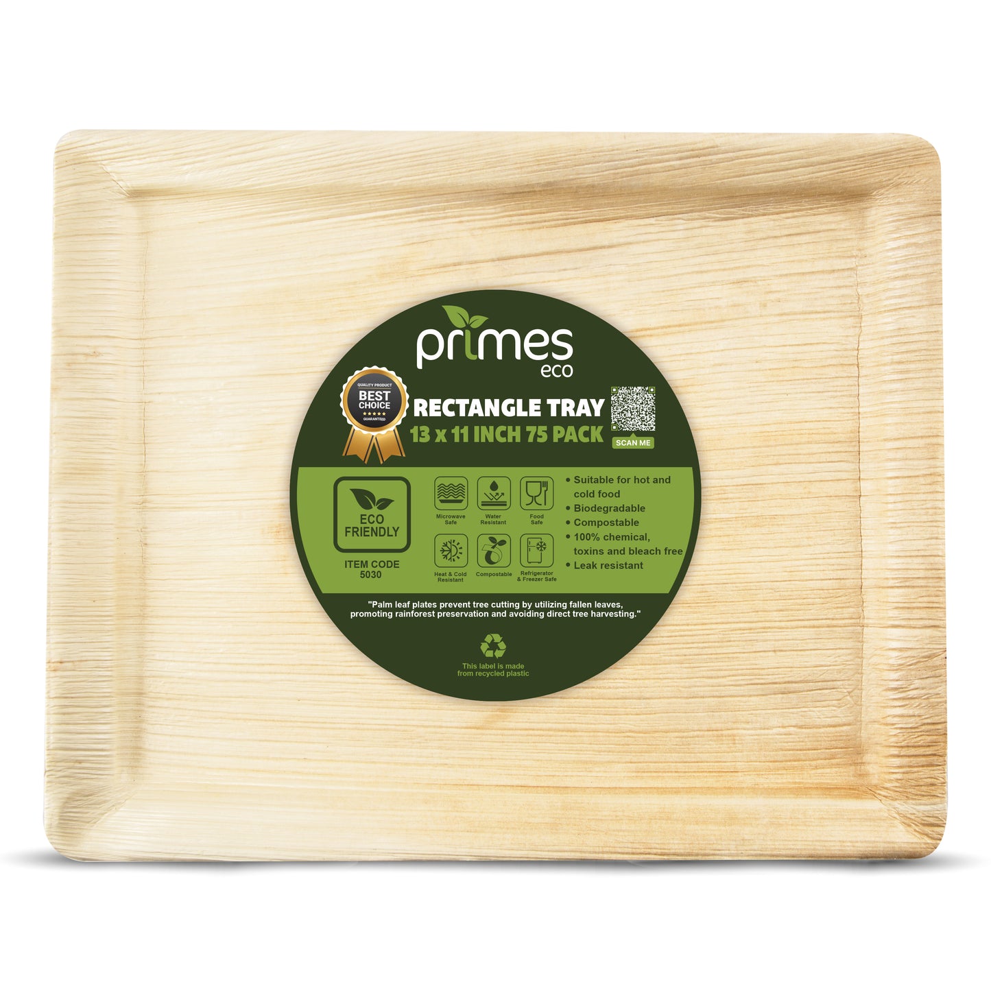 Disposable Palm Leaf Serving Trays Large, Eco Friendly Biodegradable Wooden Plates for Platters, Starters, Parties, Catering & Charcuterie Board, Hot Food Trays (13x11 inch)