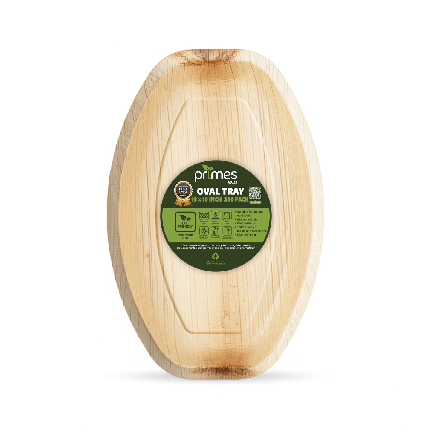 Disposable Palm Leaf Oval Serving Trays Large 15x10 inch, Eco Friendly Biodegradable Wooden Plates for Platters, Starters, Parties, Catering & Charcuterie Board