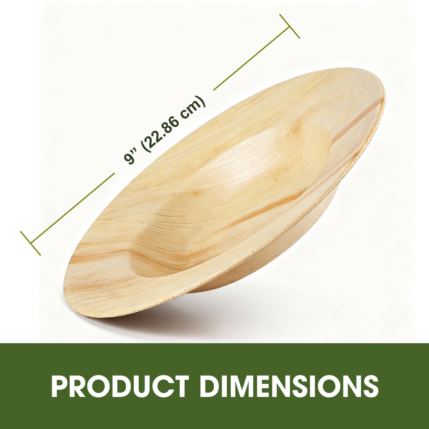 9” (475ml) Disposable Palm Leaf Soup Bowls/Plates, Round Strong Tableware for Hot & Cold Food