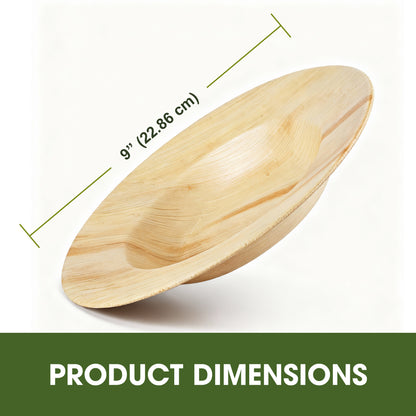 9” (475ml) Disposable Palm Leaf Soup Bowls/Plates, Round Strong Tableware for Hot & Cold Food