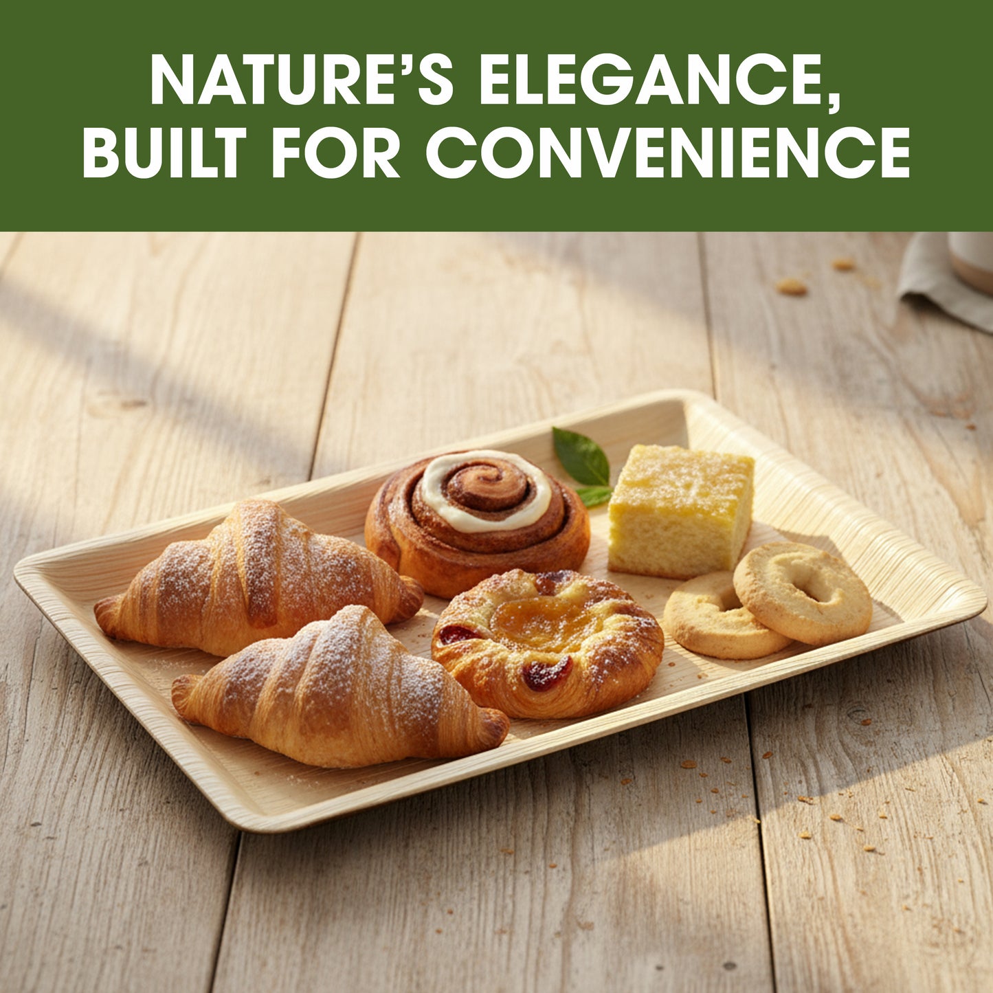 Disposable Palm Leaf Serving Trays Large, Eco Friendly Biodegradable Wooden Plates for Platters, Starters, Parties, Catering & Charcuterie Board, Hot Food Trays (13x11 inch)