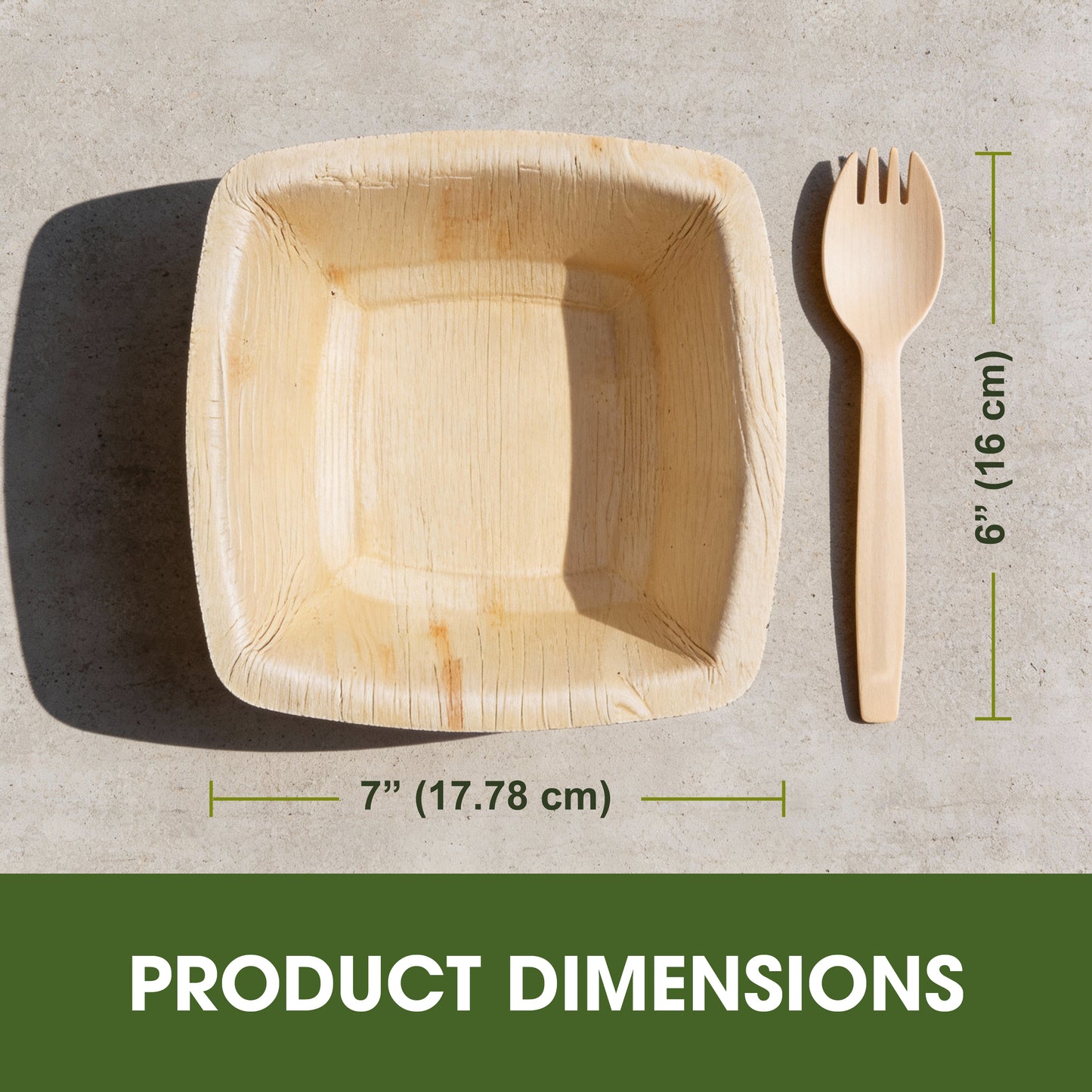 Disposable Palm Leaf 5 Inch Salad Bowls with Wooden Spork Set | Small Serving Bowls Made from Naturally Fallen Areca Palm Leaves | Ideal for Salads, Starters & Events