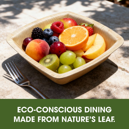 Disposable Palm Leaf Salad Bowls 5-Inch (13 cm) – Natural Palm Leaf Bowls for Snacks, Crisps and Small Salads Ideal for Parties, Weddings, Picnics, Charcuterie & Catering