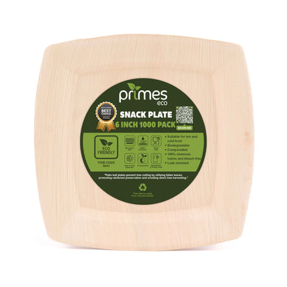 6 Inch Disposable Palm Leaf Snack Plates, Small Square Serving Plates for Appetizers, Desserts & Finger Food, Natural Leaf Tableware for Parties, Events, Catering & Home Use