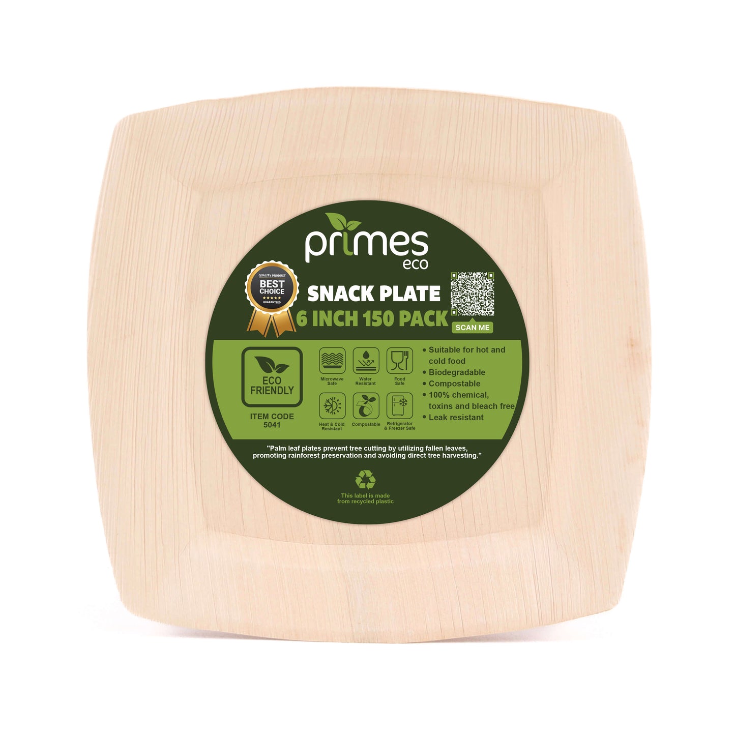 6 Inch Disposable Palm Leaf Snack Plates, Small Square Serving Plates for Appetizers, Desserts & Finger Food, Natural Leaf Tableware for Parties, Events, Catering & Home Use