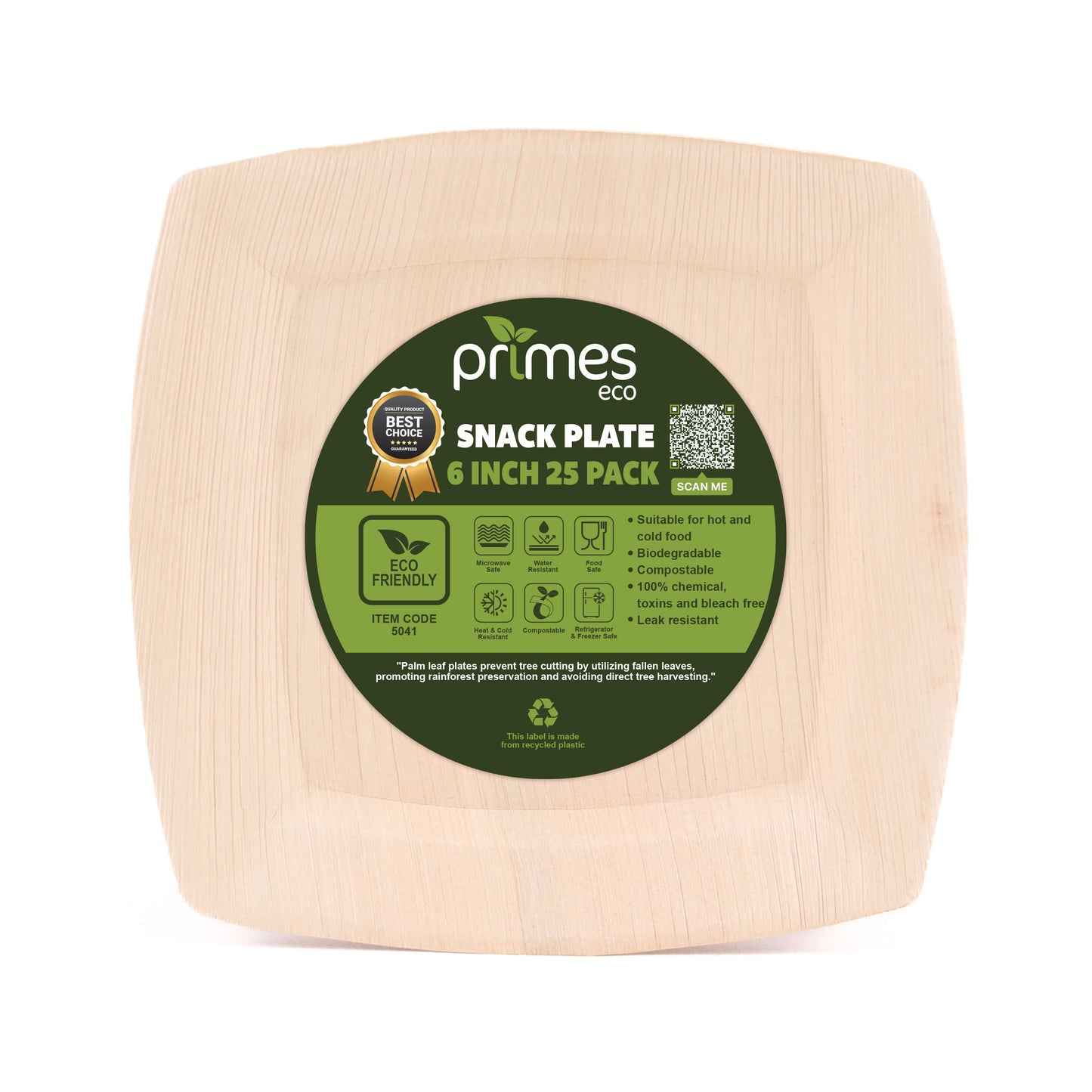6 Inch Disposable Palm Leaf Snack Plates, Small Square Serving Plates for Appetizers, Desserts & Finger Food, Natural Leaf Tableware for Parties, Events, Catering & Home Use