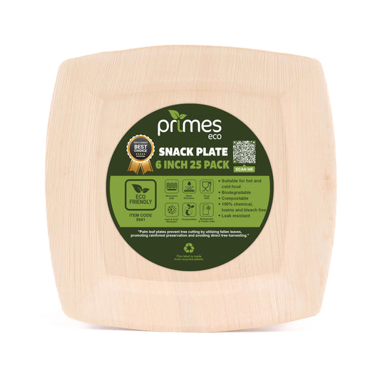 6 Inch Disposable Palm Leaf Snack Plates, Small Square Serving Plates for Appetizers, Desserts & Finger Food, Natural Leaf Tableware for Parties, Events, Catering & Home Use