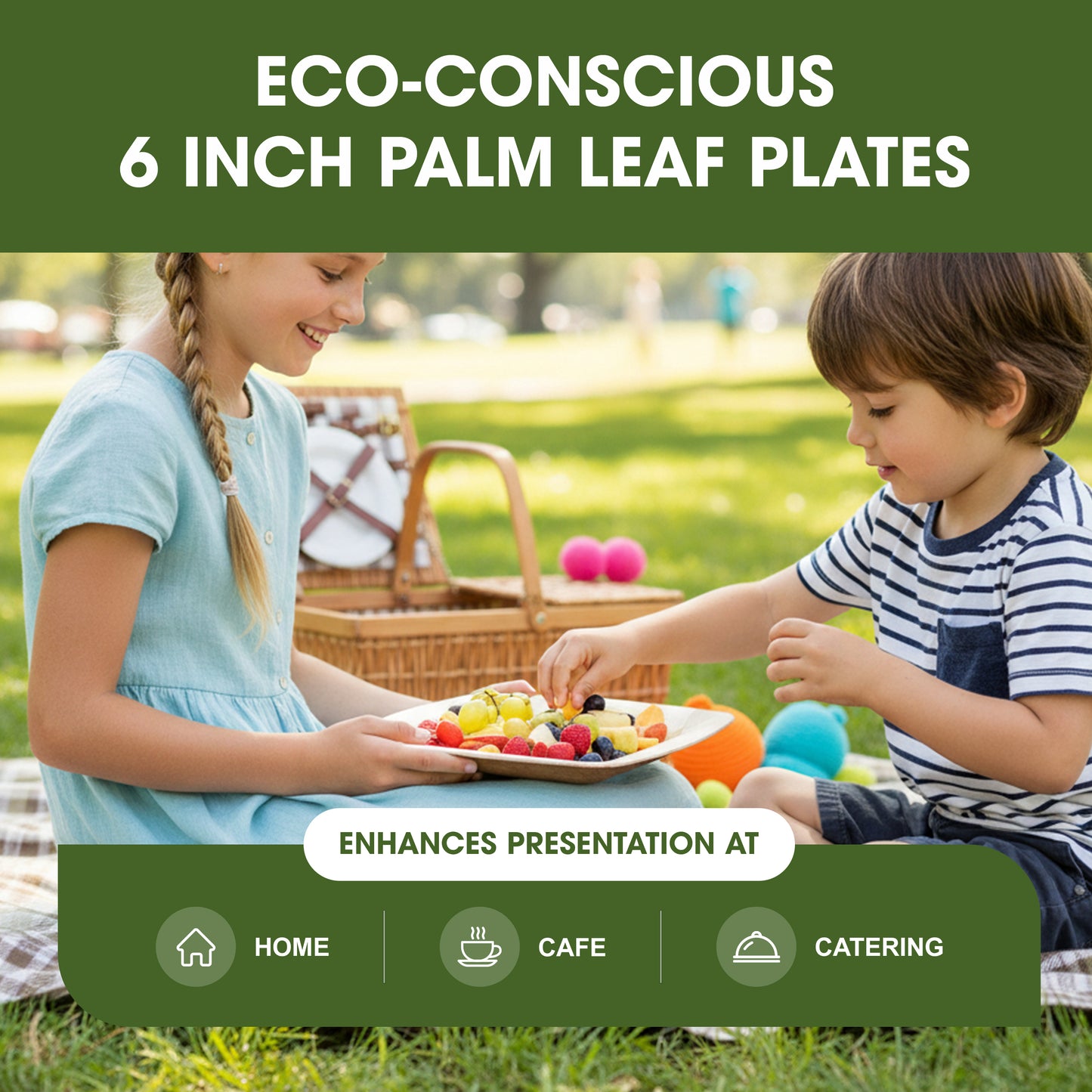 6 Inch Disposable Palm Leaf Snack Plates, Small Square Serving Plates for Appetizers, Desserts & Finger Food, Natural Leaf Tableware for Parties, Events, Catering & Home Use