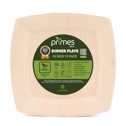 10 Inch Disposable Palm Leaf Dinner Plates - Natural Wooden-Style Disposable Plates for Hot & Cold Food