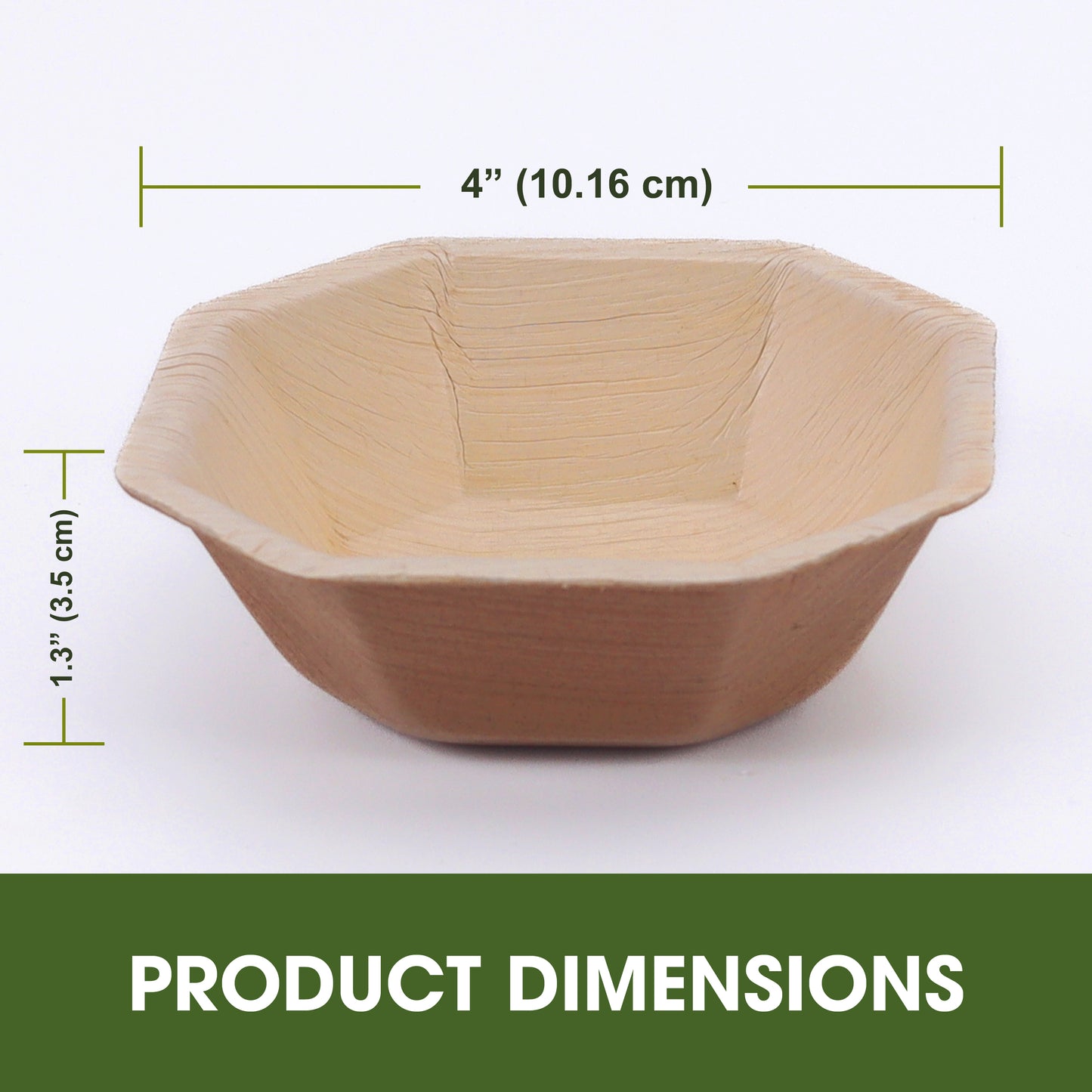 Disposable Palm Leaf Octa Bowls 4 Inch 120ml Natural Areca Leaf Bowls for Snacks & Small Salads Suitable for Parties, Buffets, Events, Catering & Food Service Use