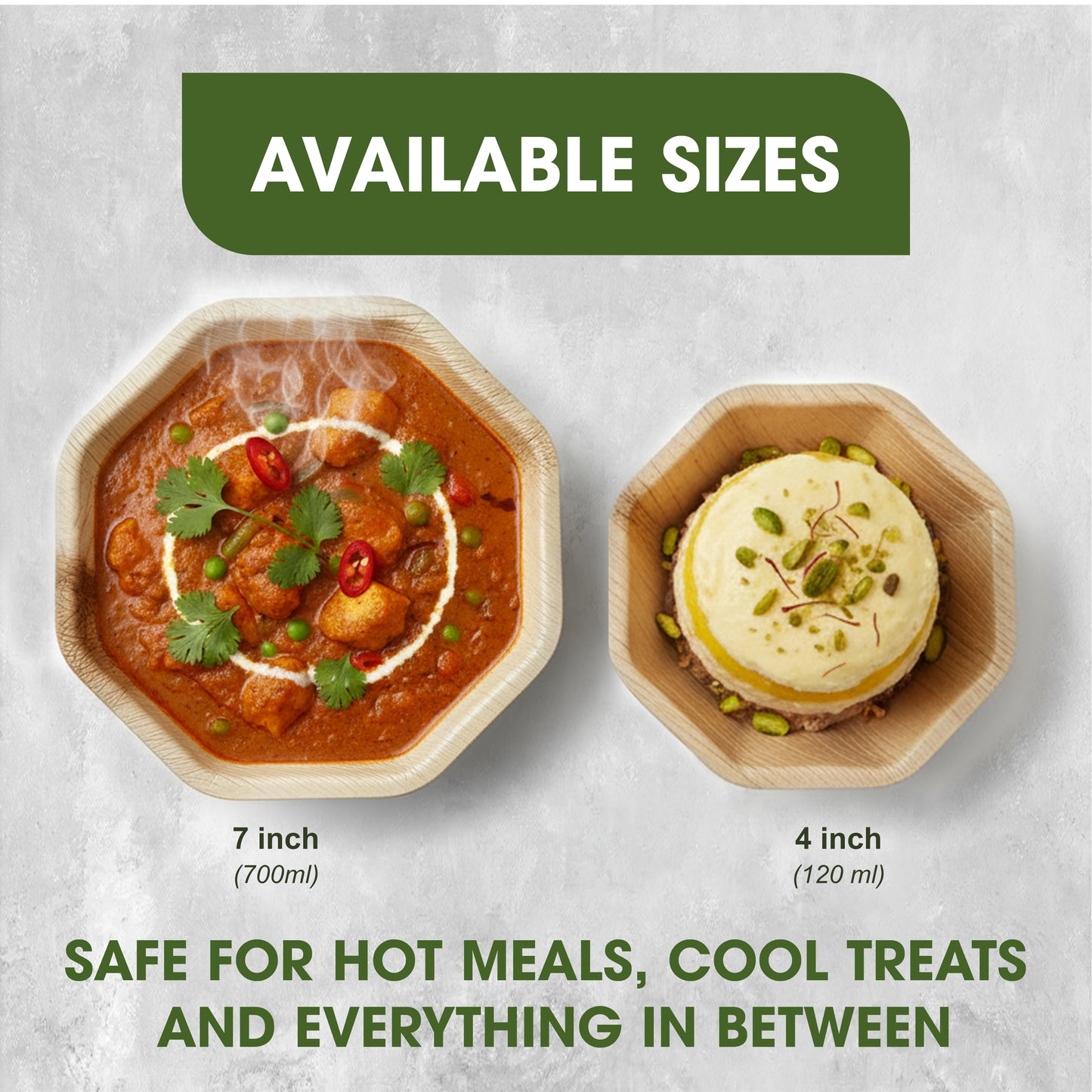 Disposable Palm Leaf Octa Bowls 4 Inch 120ml Natural Areca Leaf Bowls for Snacks & Small Salads Suitable for Parties, Buffets, Events, Catering & Food Service Use
