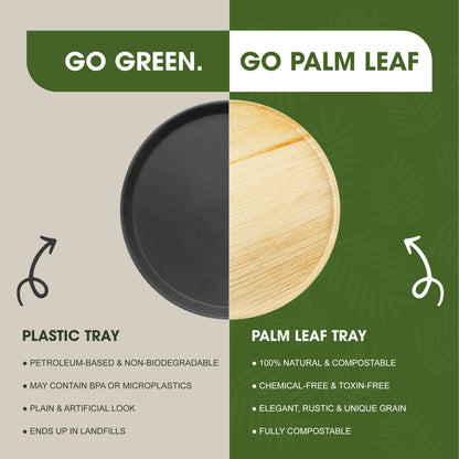 Disposable Palm Leaf 11" (27.94cm) Flat Round Pizza Trays – Strong, Microwave & Freezer Safe