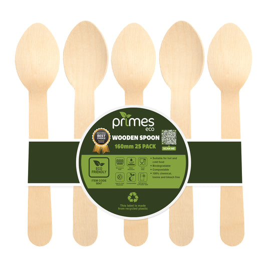 Disposable Wooden Spoon 160mm – Single Use Birchwood Cutlery for Hot & Cold Foods, Smooth Finish Spoon for Parties, Catering, Events & Everyday Dining