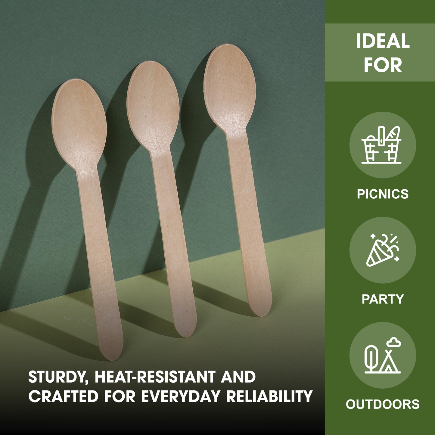 Disposable Wooden Spoon 160mm – Single Use Birchwood Cutlery for Hot & Cold Foods, Smooth Finish Spoon for Parties, Catering, Events & Everyday Dining