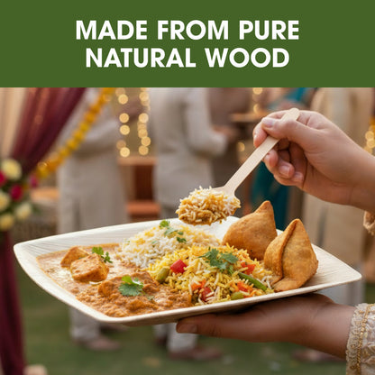 Disposable Wooden Spoon 160mm – Single Use Birchwood Cutlery for Hot & Cold Foods, Smooth Finish Spoon for Parties, Catering, Events & Everyday Dining