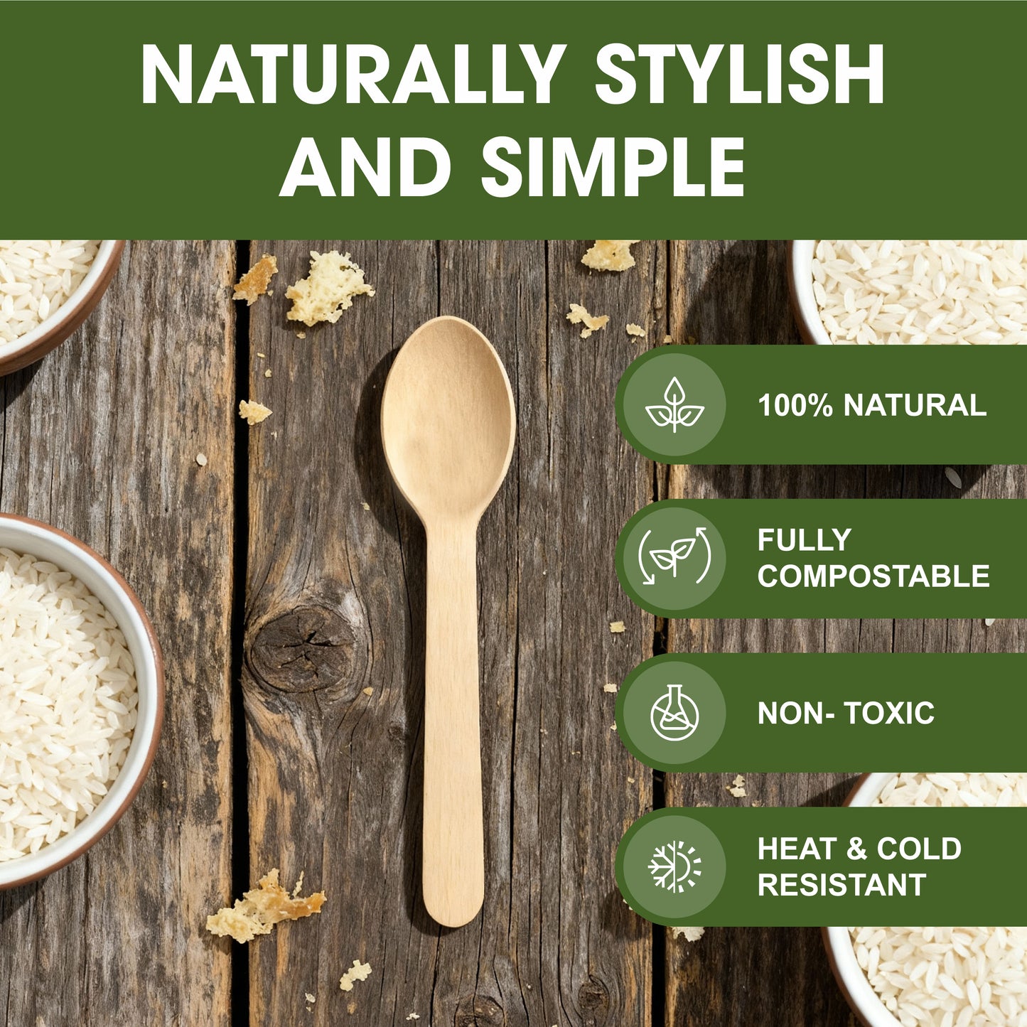 Disposable Wooden Spoon 160mm – Single Use Birchwood Cutlery for Hot & Cold Foods, Smooth Finish Spoon for Parties, Catering, Events & Everyday Dining