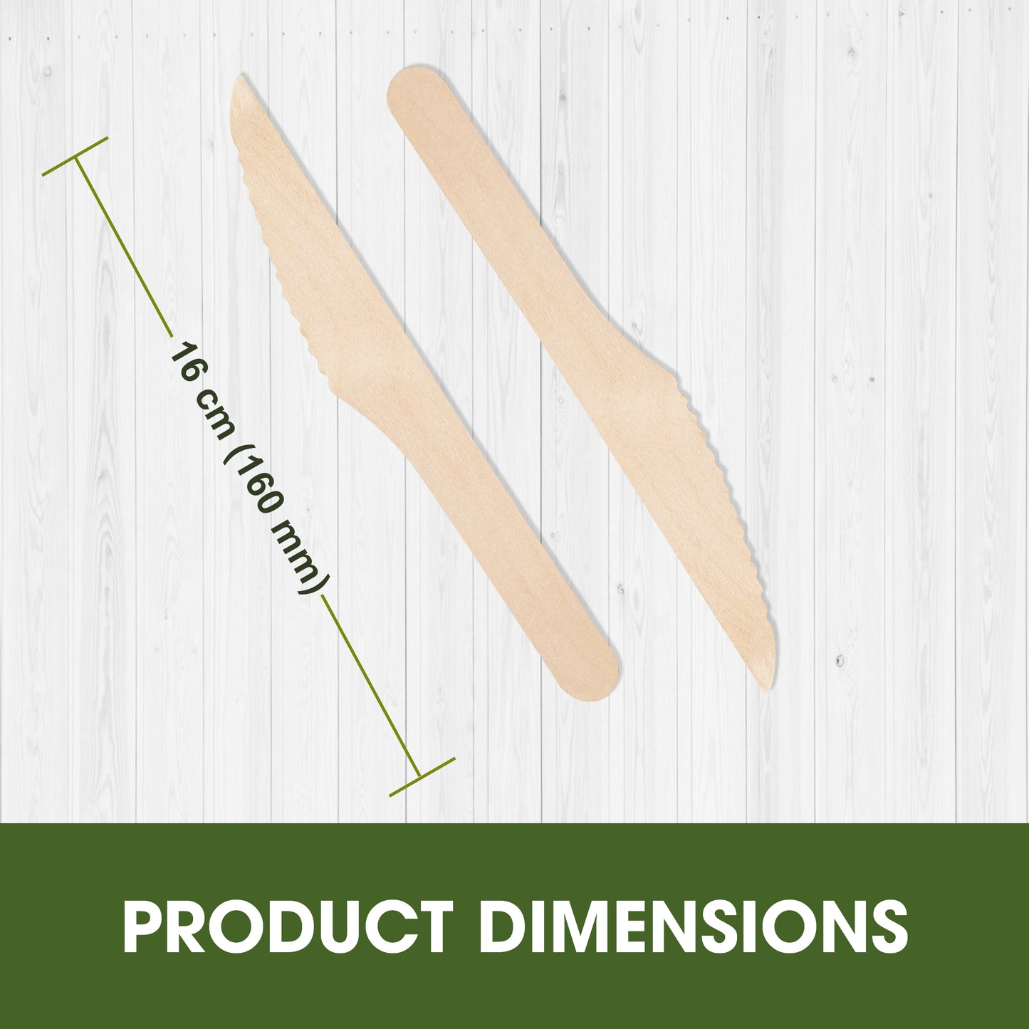 Disposable Birch Wood Wooden Knives 160mm – Single-Use Cutlery for Parties & Events – Strong Table Knives for Hot & Cold Food – Pairs with Disposable Plates & Bowls