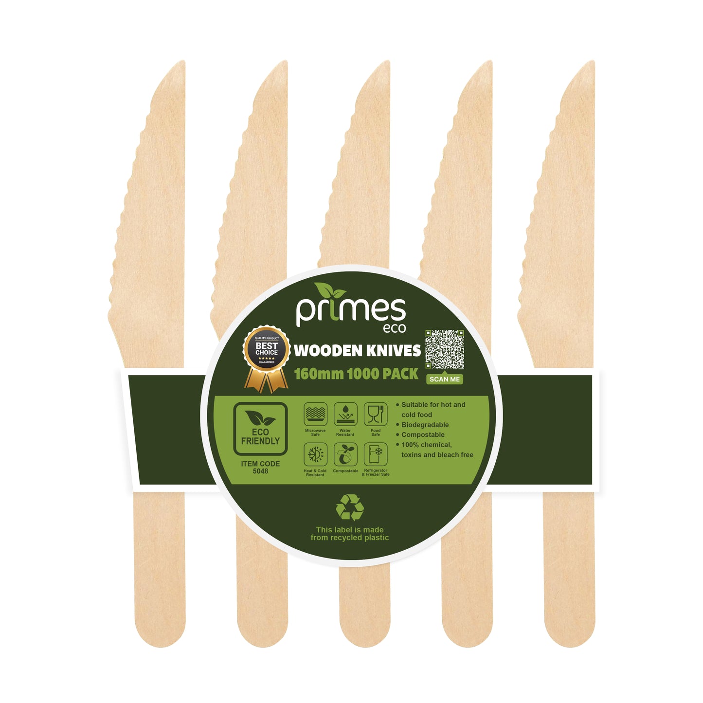 Disposable Birch Wood Wooden Knives 160mm – Single-Use Cutlery for Parties & Events – Strong Table Knives for Hot & Cold Food – Pairs with Disposable Plates & Bowls