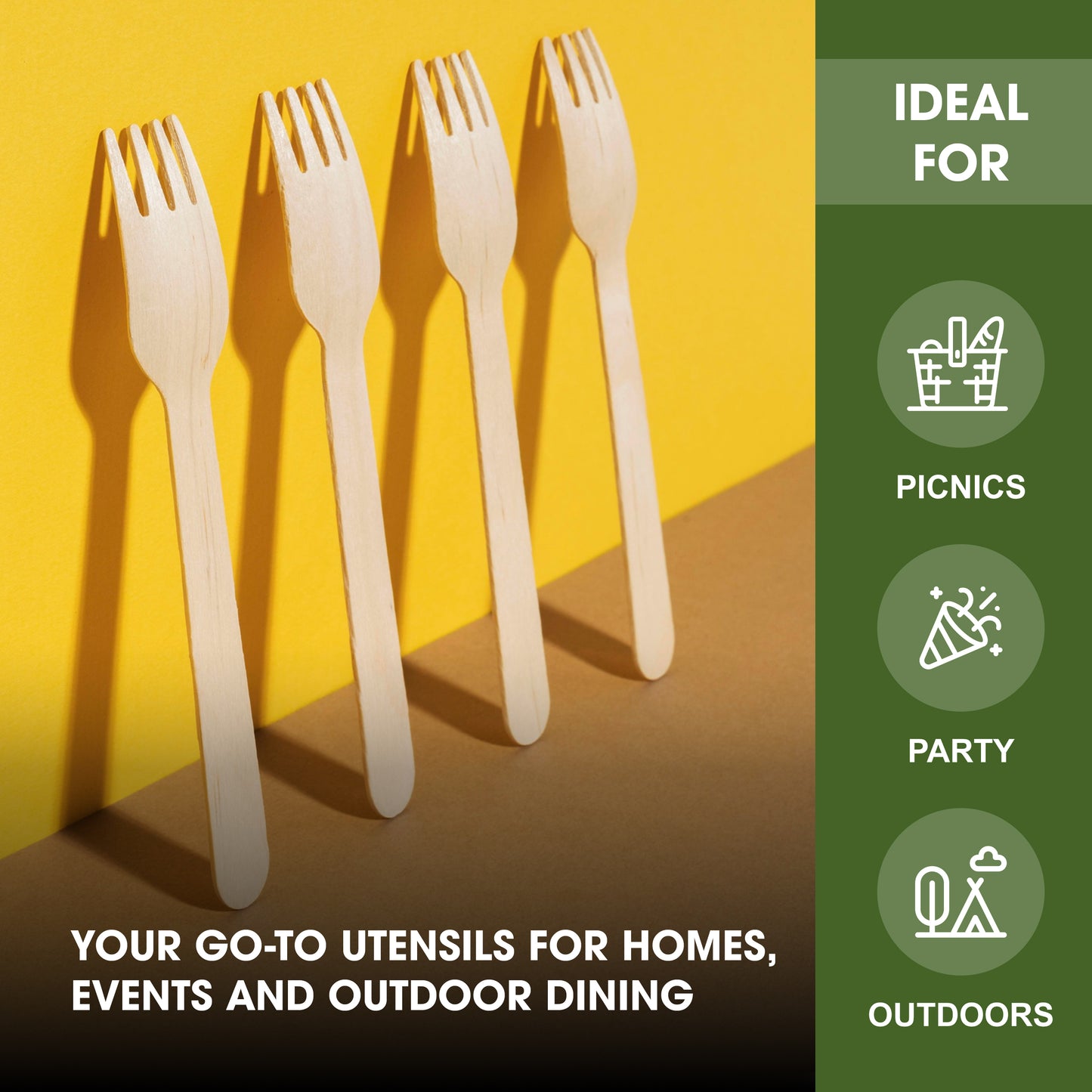 Disposable Birch Wood Wooden Forks 16cm – Sturdy Single-Use Cutlery for Parties, Catering & Events – Pair with Disposable Plates Bowls & Serving Trays (Fork | 16cm)