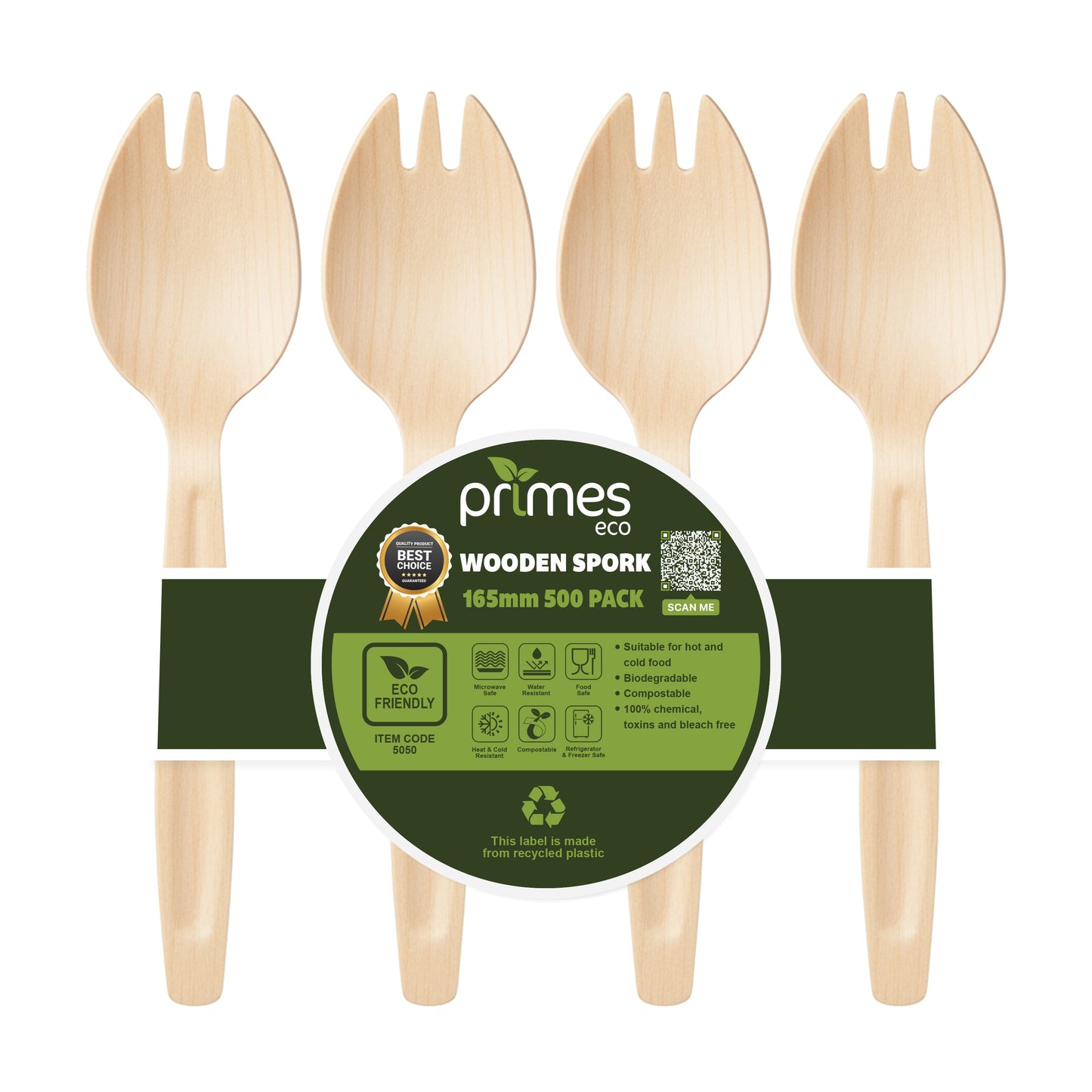 Disposable Birch Wood Spork 165mm – Single-Use Wooden Cutlery for Hot & Cold Foods, Parties, Catering, Events, Takeaway Meals, Picnic & Food Service Use (Sporks | 16.5cm)