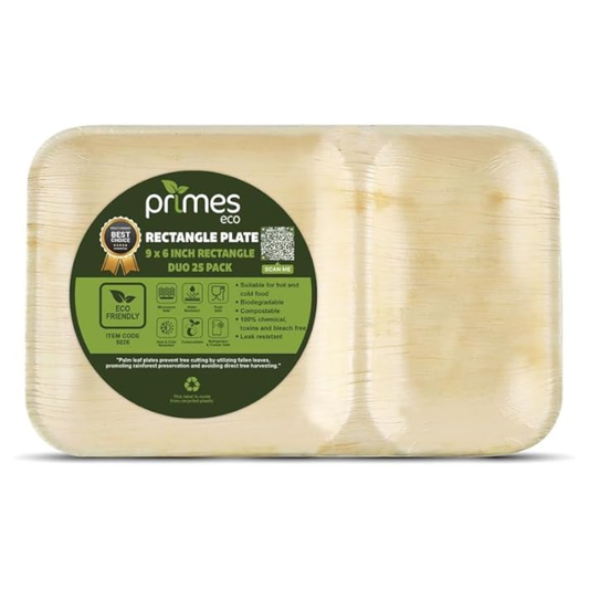 Medium 9x6 inch (22x15cm) Disposable Palm Leaf Partition Trays