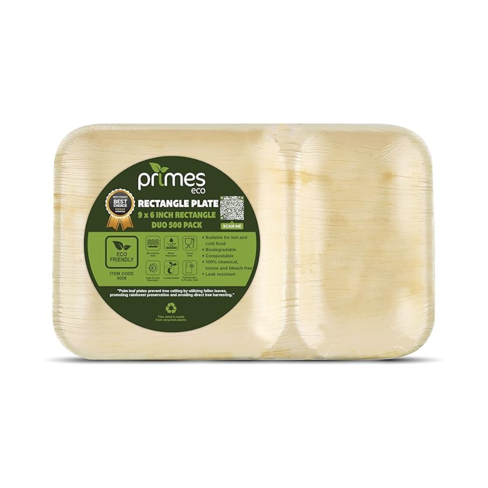 Medium 9x6 inch (22x15cm) Disposable Palm Leaf Partition Trays