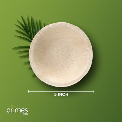 PRIMES ECO 6 Inch - Disposable Palm Leaf Round Bowls, Small Compostable Bowls, Soup Salad Bowl, Eco Friendly & Biodegradable Heavy-Duty Bowl for Wedding, Microwave & Oven Safe, Party, Picnic