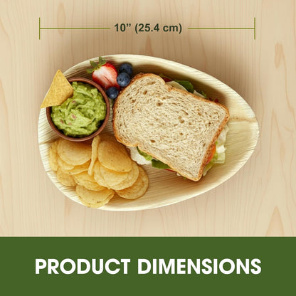 Palm Leaf Plates – 20 Pack 25 cm (10") Teardrop/Oval Disposable Dinnerware, Rustic Wood Look, Microwave & Freezer Safe, Areca Leaf Party Plates for Appetisers, Canapés, Desserts