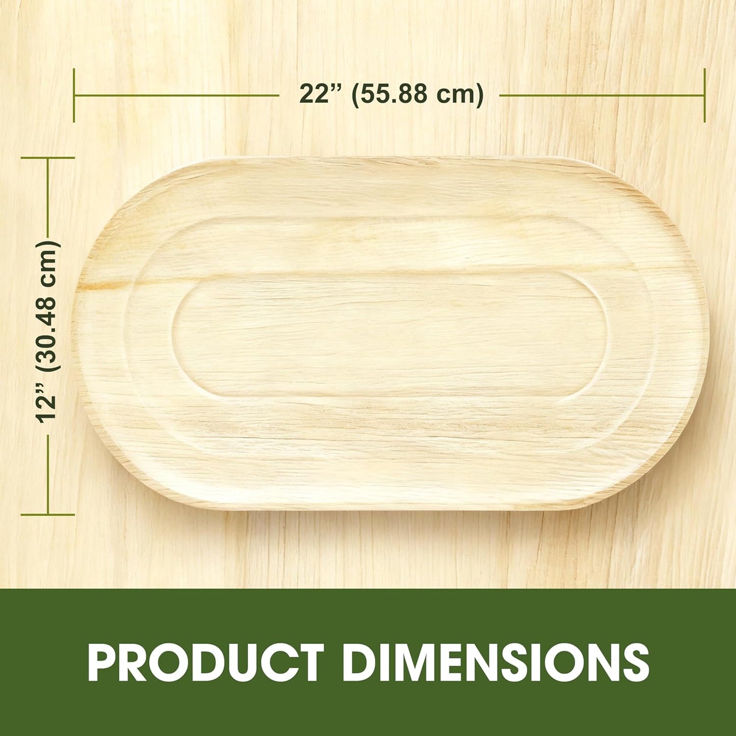 10 Disposable Palm Leaf Serving Platters – Large Oval 22″ x 12″ (56 × 30 cm) – Eco-Friendly Biodegradable Food Trays for Weddings, Parties, Canapés, Charcuterie Boards, Hot Food Servings