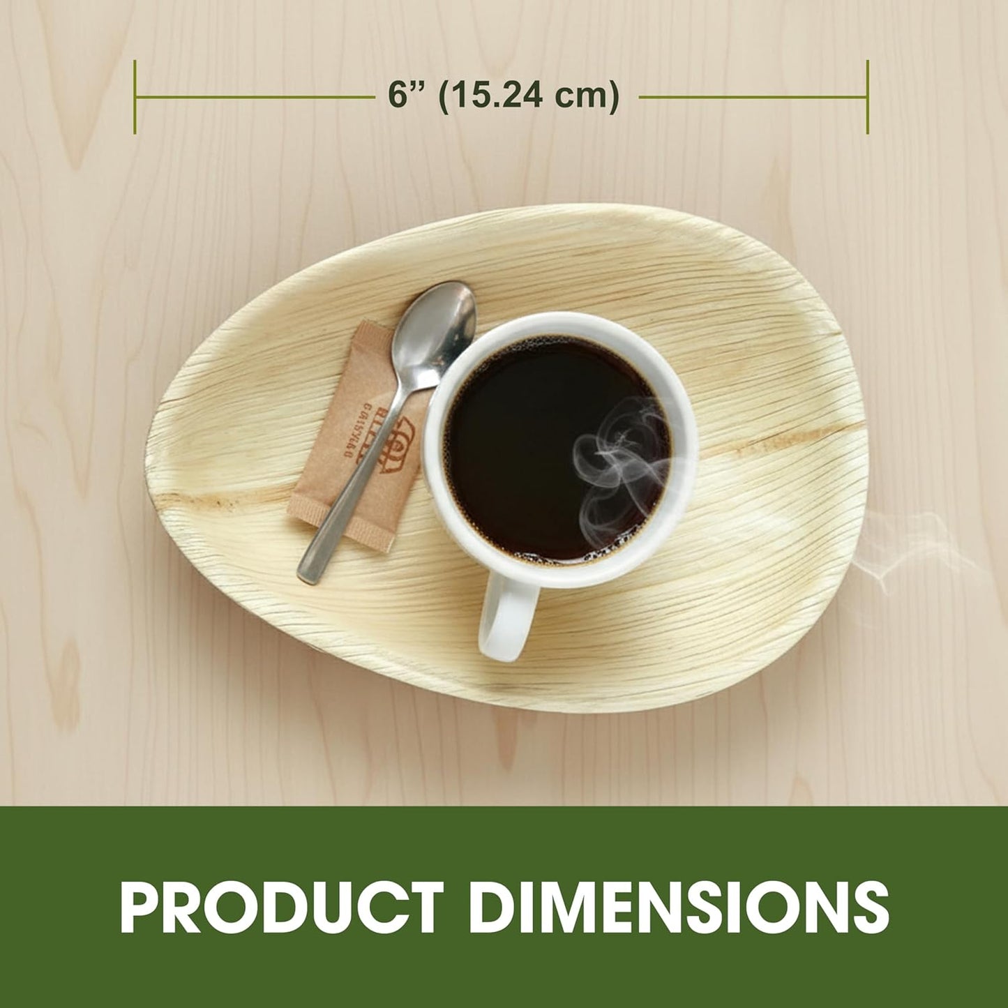 Palm Leaf Plates – 20 Pack 15 cm (6") Teardrop/Oval Disposable Dinnerware, Rustic Wood Look, Microwave & Freezer Safe, Areca Leaf Party Plates for Appetisers, Canapés, Desserts